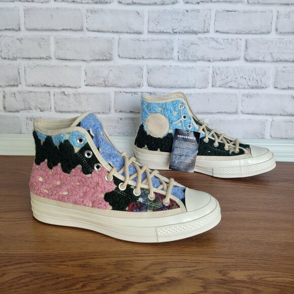 ❤️Converse Upcycle Chuck 70 Hi Crochet Blankets Sz 8.5 Men Premium Shoes A09228C - Picture 1 of 12